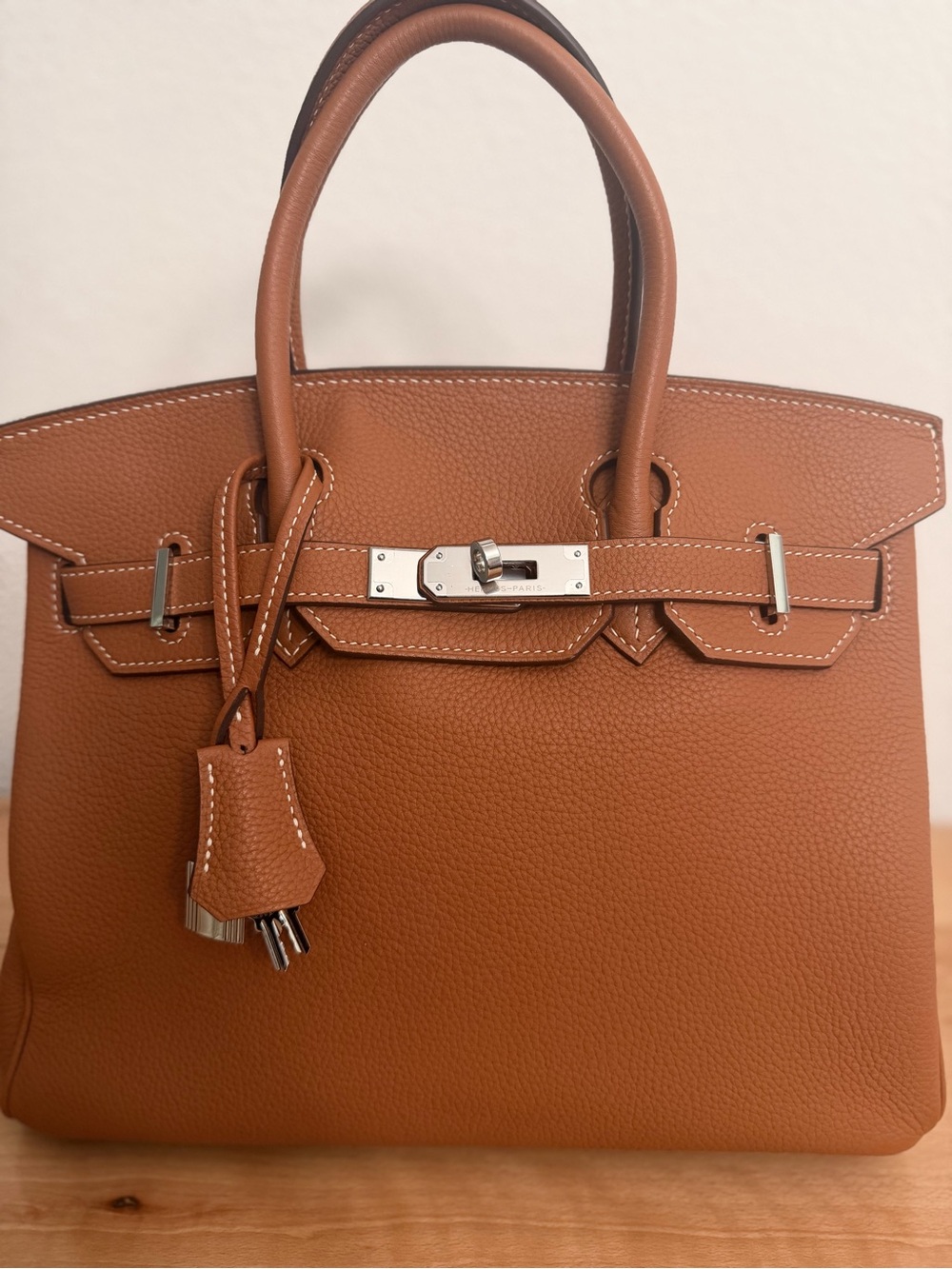 HANDMADE IMPORTED TOGO GOLD PHW CONSTRAST STITCHING BIRKIN 30 - Picture 5 of 10